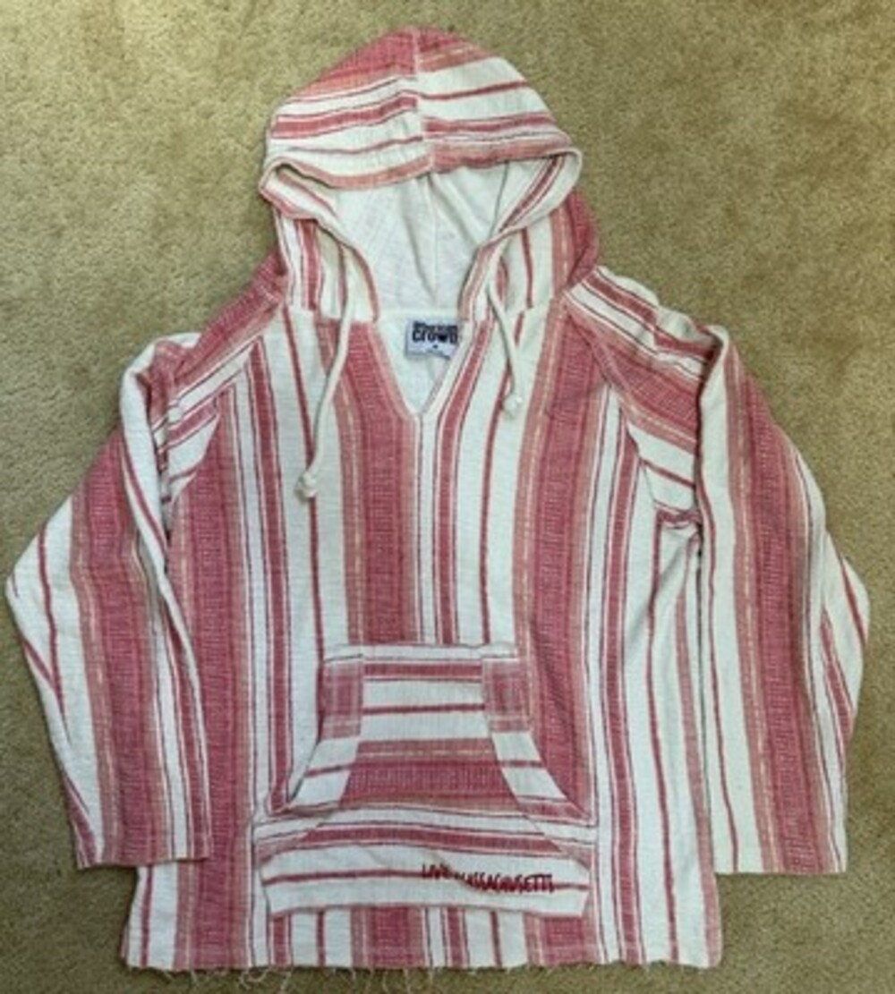 American Crown Striped Baja Hoodie Pullover Massachusetts Surf Hippie Festival